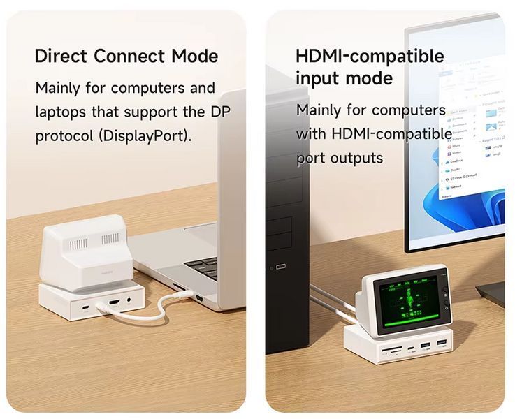Hagibis 3.5" IPS Mini Dock | Док-станція з мініекраном та підключенням одним кабелем Призначення: універсальна док-станція з 3.5-д 2606655776 фото