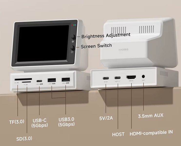 Hagibis 3.5" IPS Mini Dock | Док-станція з мініекраном та підключенням одним кабелем Призначення: універсальна док-станція з 3.5-д 2606655776 фото