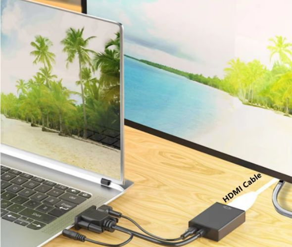 Адаптер-конвертер VGA &rarr; HDMI з аудіовиходом та USB живленням 2500964205 фото