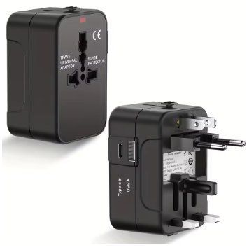 Універсальний адаптер USB для подорожей з міжнародними розетками (Black) 2551111965 фото