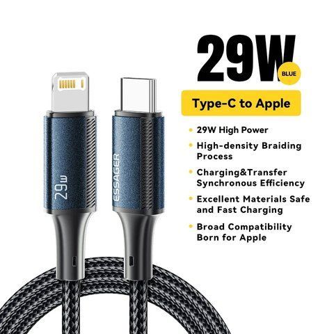 Швидкий зарядний кабель Essager USB C для iPhone iPad MacBook з підтримкою PD 29 Вт Синій 2474988818 фото