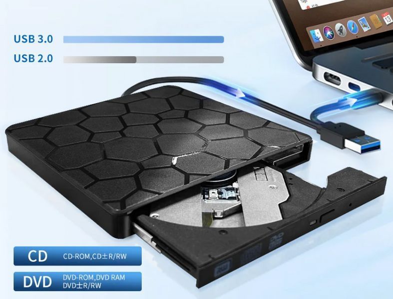 Зовнішній привід DVD RW USB 3.0 + Type-C (читання/запис CD/DVD, Slim дизайн, 2-в-1 інтерфейс) 2762078183 фото
