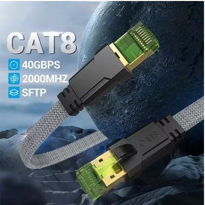 Патч-корд CYANMI Cat8 Ethernet RJ45 STTP (40Гбіт/с, 2000МГц, PoE, обплетення, екранований) 10м 2632290146 фото