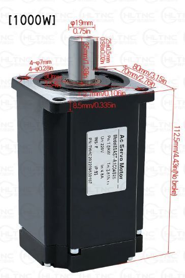 Серводрайвер + серводвигун 1000W без гальма (AC 220V, 17-bit Absolute Encoder, для CNC) 2746869015 фото