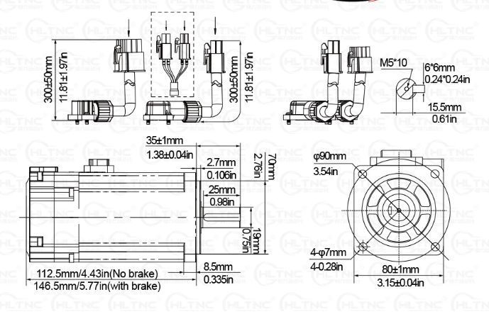 Серводрайвер + серводвигун 1000W без гальма (AC 220V, 17-bit Absolute Encoder, для CNC) 2746869015 фото