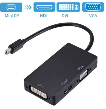 LccKaa 3-в-1 Mini DP to HDMI DVI VGA Converter, Перетворення Mini DP сигналу у HDMI, DVI або VGA (чорний) 2513285723 фото