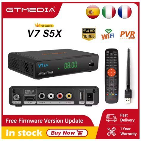 Супутниковий ресивер GTMEDIA V7 S5X з підтримкою DVB-S2X, H.265, BISS Auto Roll, USB Wi-Fi та онлайн-кіно 2662126704 фото