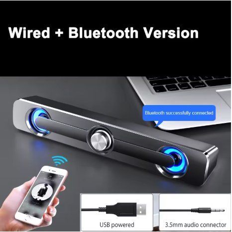 Salange Sound Bar P111 &mdash; стерео Bluetooth-колонка для проєкторів, ПК, ноутбуків, телефонів (wired bluetooth) 2665548225 фото