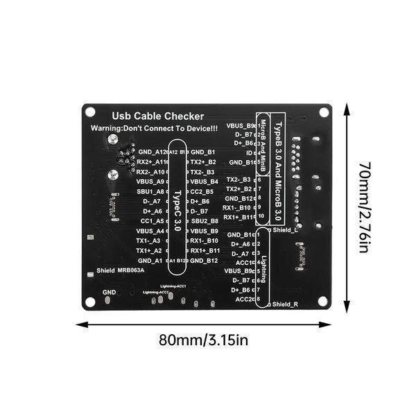 Плата для тестування USB кабелів з індикатором для iOS Android і Type-C з з футляром 2477607333 фото