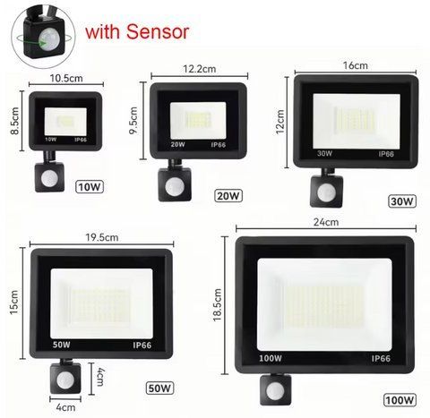 LED прожектор з датчиком руху (100W IP66, для вулиці та саду) 2752312598 фото