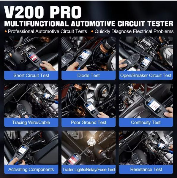 Автомобільний тестер VDIAGTOOL V200 Pro | Виявлення коротких замикань та обривів | 12V/24V | Діагностика електропроводки 2600654793 фото