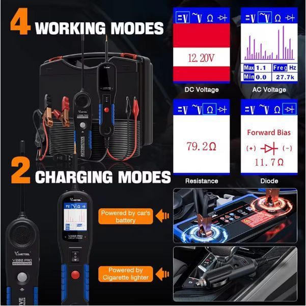 Автомобільний тестер VDIAGTOOL V200 Pro | Виявлення коротких замикань та обривів | 12V/24V | Діагностика електропроводки 2600654793 фото