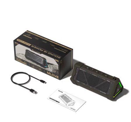 Портативна Bluetooth-колонка MLOVE P3, 40Вт, IP67, RGB-підсвітка, Bluetooth 5.3, microSD (Темно зелений) 2664227788 фото